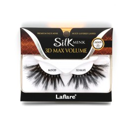 Laflare 3D SILK MINK MAX VOLUME Premium Faux Mink 25mm Extra Long Eyelashes, Cat Eyes, Wispy, Fluffy, Soft as Mink, Multi-layered Dramatic Volume False Lashes (LFMS-MS09)