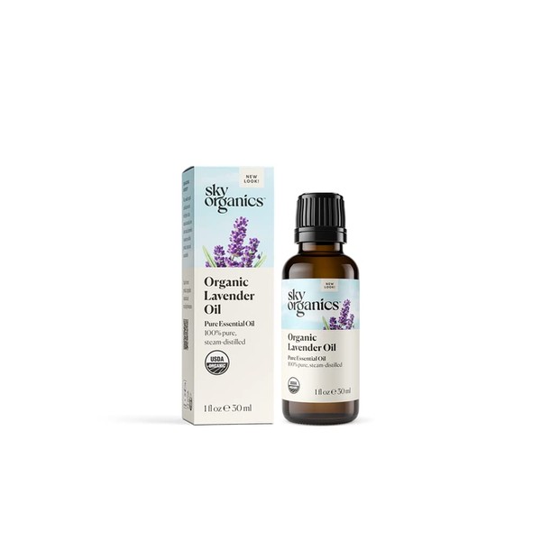 Sky Organics Organic Lavender Essential Oil, 100% Pure and Cold-Pressed USDA Certified Organic for Aromatherapy & DIY, 10ml.