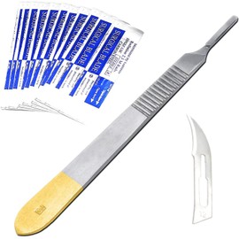 AAProTools Scalpel Blades #12 Includes #3 Metal Gold Handle – Suitable For Dermaplaning, Crafts, Instruments/equipment Pack Of 10