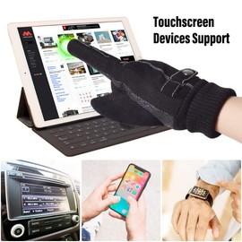 WITERY Mens Winter Thermal Gloves Genuine Leather Touch Screen Windproof Gloves Cold Proof Mittens for Hiking Cycling Skating Running Motorcycling and Working