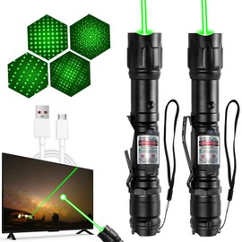 [2 Packs] Rechargeable Green Beam Light Flashlight Long Distance Range for TV/LED/LCD Screens Tactical Flashlights Presentation Office/Outdoors/Astronomic/Construction [005]