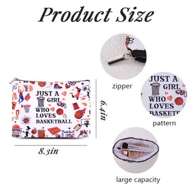 Basketball Girl Make-Up Bag Pouch Gifts for Basketball Lovers Players Gifts for Birthday Christmas Travel Cosmetic Bag Pouch Toiletry Water-Proof Canvas Bags Sports Themed Stuff Accessories Storage