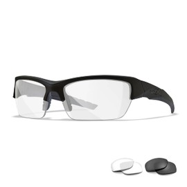 Wiley X WX Valor sports glasses, men's protective glasses, tactical military airsoft glasses, running glasses, cycling, driving, hiking, fishing, outdoor MTB glasses, Grey, transparent lenses, matt black frame