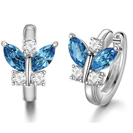 6 Colours Earrings 925 Silver Austrian Zirconia - Jewellery for Women and Girls - Ideal for Gifts for Women Real Sterling Silver, Sterling Silver, Cubic Zirconia