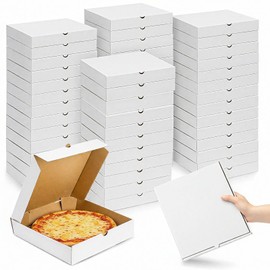 ZENFUN 40 Pack Pizza Box 10"×10", White Pizza Box, Grease-Resistant Corrugated Pizza Boxes, Take Out Food Containers Packing Boxes for Pizza Cake Cookies Party Favors