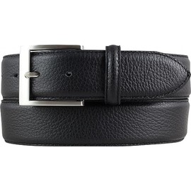 BELTINGER Men's Belt Made of Grained Leather with Quilted Seam, 4 cm, High-Quality Leather Belt with Pigment Embossing, 40 mm, Men's Jeans Belt 4 cm, black, silver