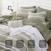 Bedsure Queen Comforter Set 7 Pieces, Olive Green Striped Bedding