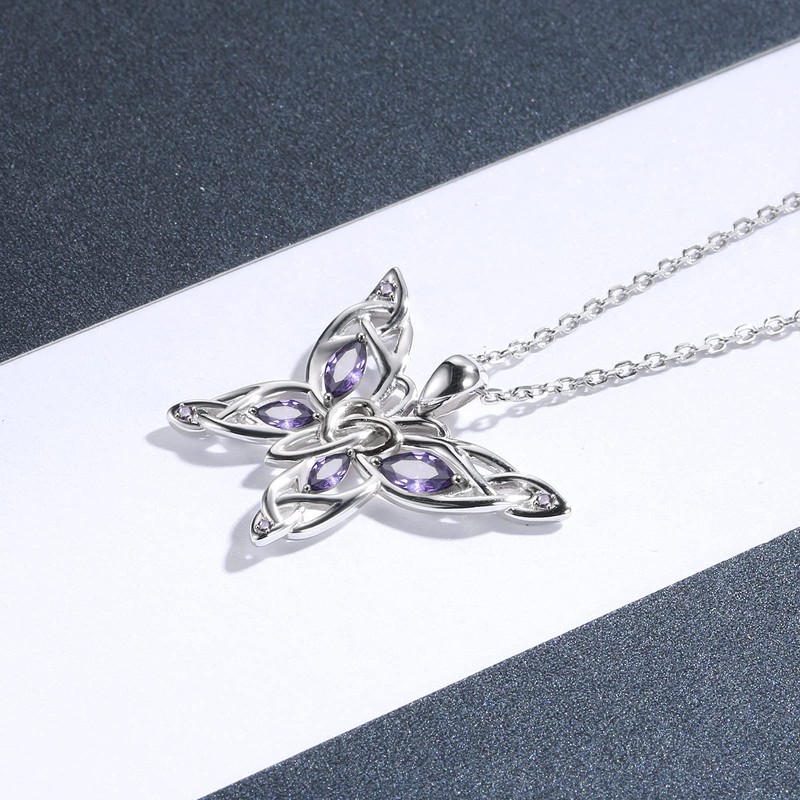 MANBU Sterling Silver Celtic Butterfly Necklace Earrings: Women Butterfly Pendant