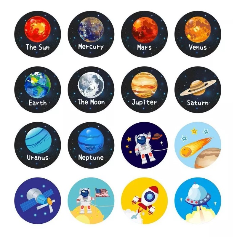 Deluxe 1000 Stickers Planetas Sistema Solar Pegatinas Astronauta