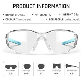 TOREGE Clear Safety Glasses - Adjustable Nose Bridge, Anti-Fog and Scratch-Resistant, Lightweight with Non-Slip Rubber Grips - ANSI Z87 (Light Blue)