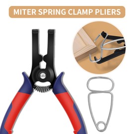 PLANEKO Miter Spring Clamp Pliers with 8PCS Corner Clamps and 1PC Clip for Woodworking Moldings Picture Frames Spring Loaded Pliers Miter Clips
