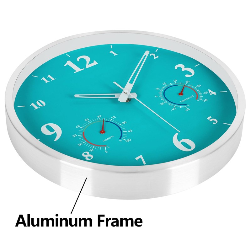 Outdoor Clock Waterproof with Thermometer and Hygrometer Combo 12 Inch
