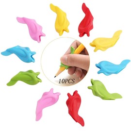 Mirrwin Haltung Schreibhilfe Grip Haltung Korrektur Werkzeug Bleistiftgriffe Schreibhilfe für Rechts- und Linkshänder Weiche Silikon-Finger Griffe Ideal für Kleine Hände 10 Stück Zufällige Farbe