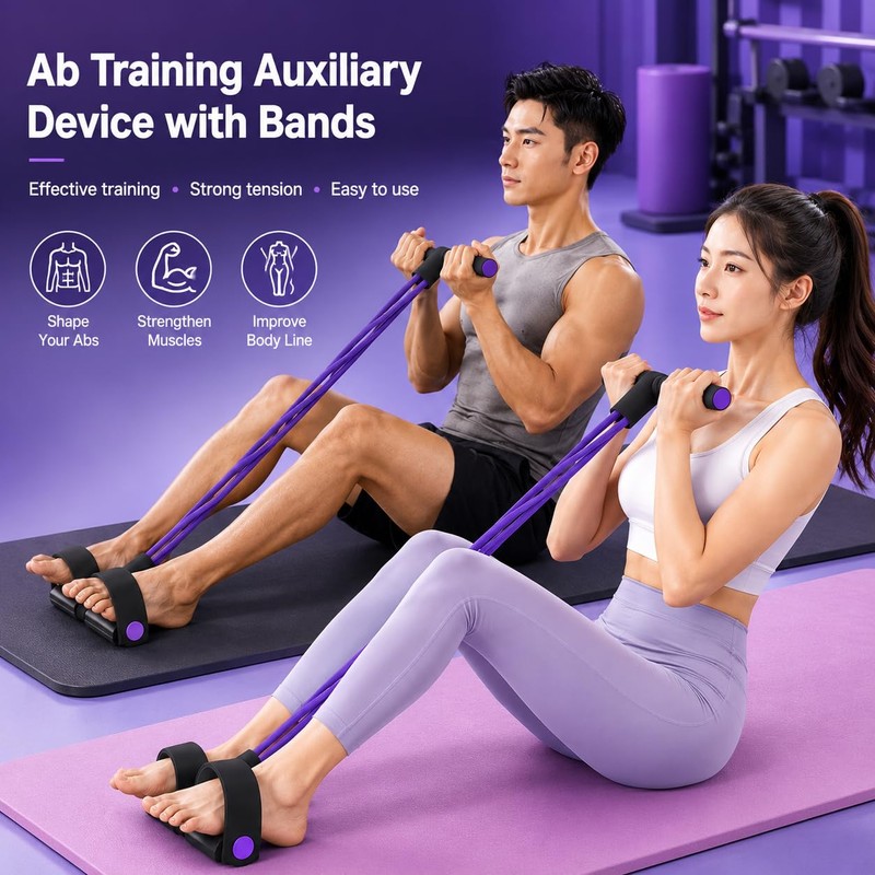 Pedal Resistance Bands with Handles, Multifunction Elastic Exercise Bands