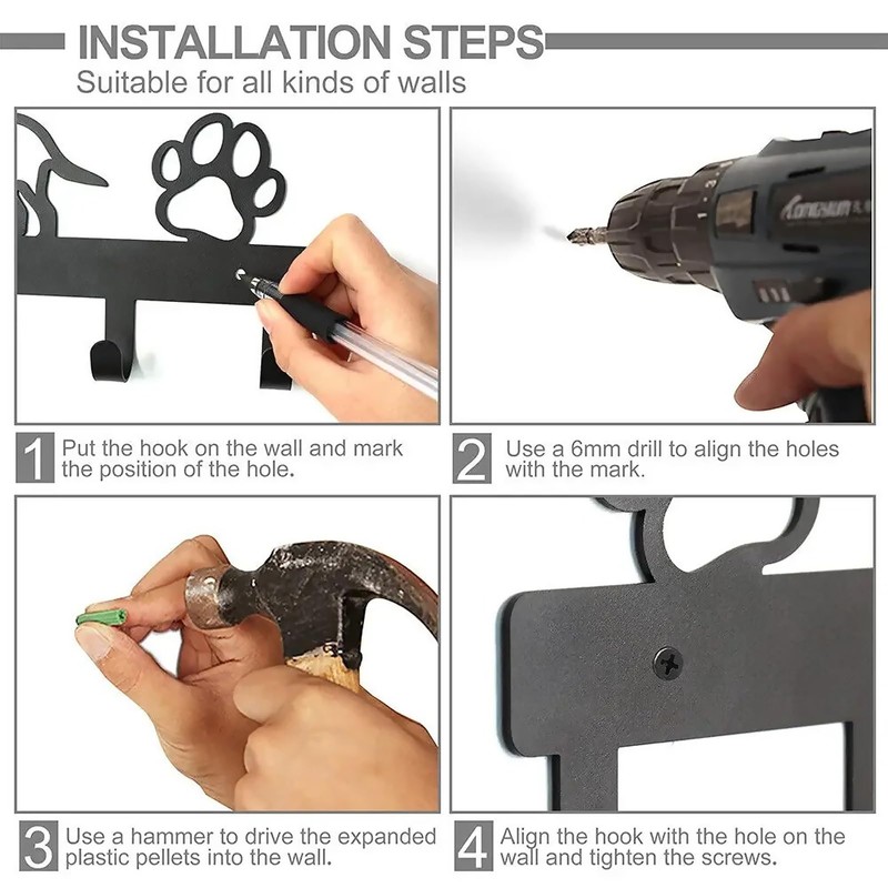 lomdung Dog Coat Rack with 5 Hooks, Coat Hook with
