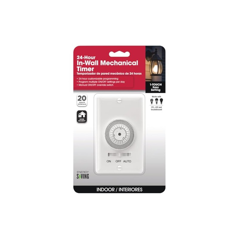 Prime Indoor 24 Hour Mechanical Timer 120 Volt White