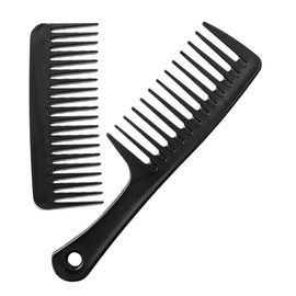 Gatuida 2pcs Wide Tooth Combs for Men Static Hair Styling Tools for Thick Curly Hair Portable Lightweight for Travel and Daily Use Black