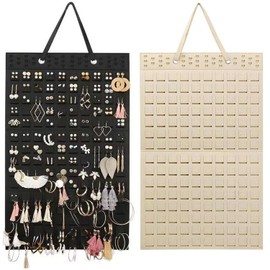 WADY Earring Organizer, 2 Pcs Wall Earring Holder, Hanging Jewelry Storage Jewelry Organizer for Women and Girl Large Jewelry Organizers Hanging Jewelry Holder Earring Holder Organizer Holds (Black)
