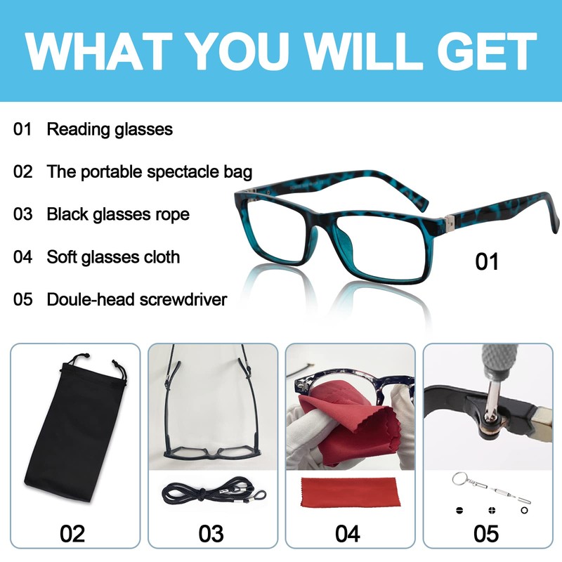 OCCI CHIARI Photochromic Bifocal Reading Glasses Mens,Transition Square UV Protection