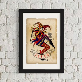INKati Vintage Joker Card – Retro Design / 40x60cm Premium 100% Cotton Wall Art/Medium-Large Size Fine Art Supplied Rolled and Frameless