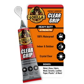 Gorilla Clear Grip Waterproof Contact Adhesive, 3 Ounce Tube, Clear, (Pack of 1)