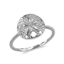 Claddagh Gold Certified 925 Sterling Silver Twisted Rope Band Sand Dollar Ring (Size 6.75)