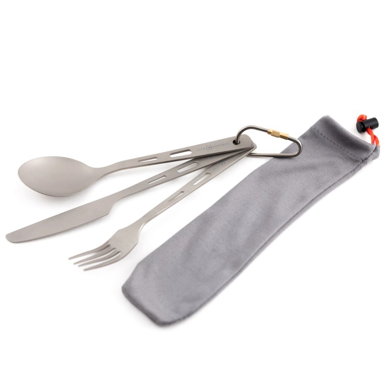 Core Element 100% Titanium Three-piece Utensil Set Fork Knife Spoon
