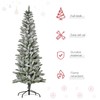 HOMCOM 6ft Unlit Snow-Flocked Slim Pine Artificial Christmas Tree with