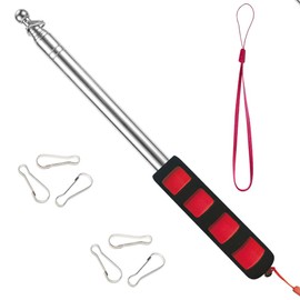 CuiCanfla Handheld Flagpole with Clips, 2.5 m Extendable Flag Pole for Camping, Travel, Excursions, Competitions, Teachers, Travel Guide, for Classroom, Tourist Guide, Flag Banner