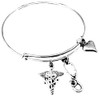 Nurse Practitioner Adjustable Expandable Silver Charm Bracelet Bangle NP Medical