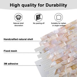 1 - Sheet Pearl Shells Tile Peel and Stick Backsplash, Self Adhesive Wall Tile for Kitchen, Bathroom, Bedroom (11.8"X11.8", Colorful)