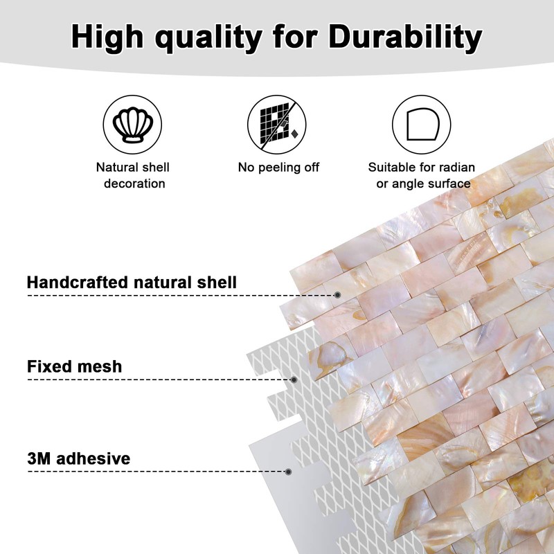 1 - Sheet Pearl Shells Tile Peel and Stick Backsplash,