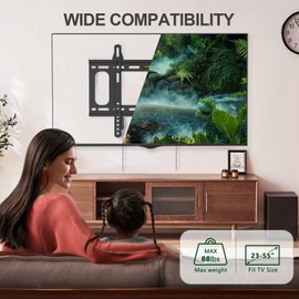 Gibbon Mounts Fixed TV Wall Mounts- Low Profile TV Bracket Mounts for Most 23"-55" LED/LCD Flat Screen TVs, 0.63''Ultra Slim, Max.VESA 400X400mm, Up to 88 lbs Capacity