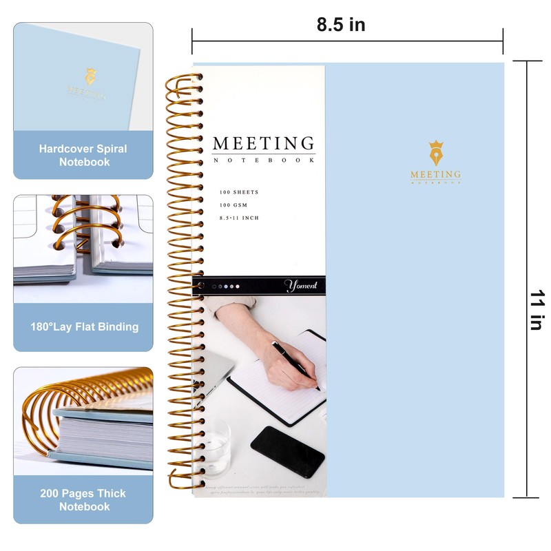 Yoment Meeting Notebook for Work with Action Items 8.5 x