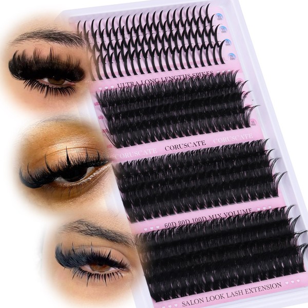 CORUSCATE Cluster Lashes with Spikes 60D80D100D Individual Eyelashes Mega Style