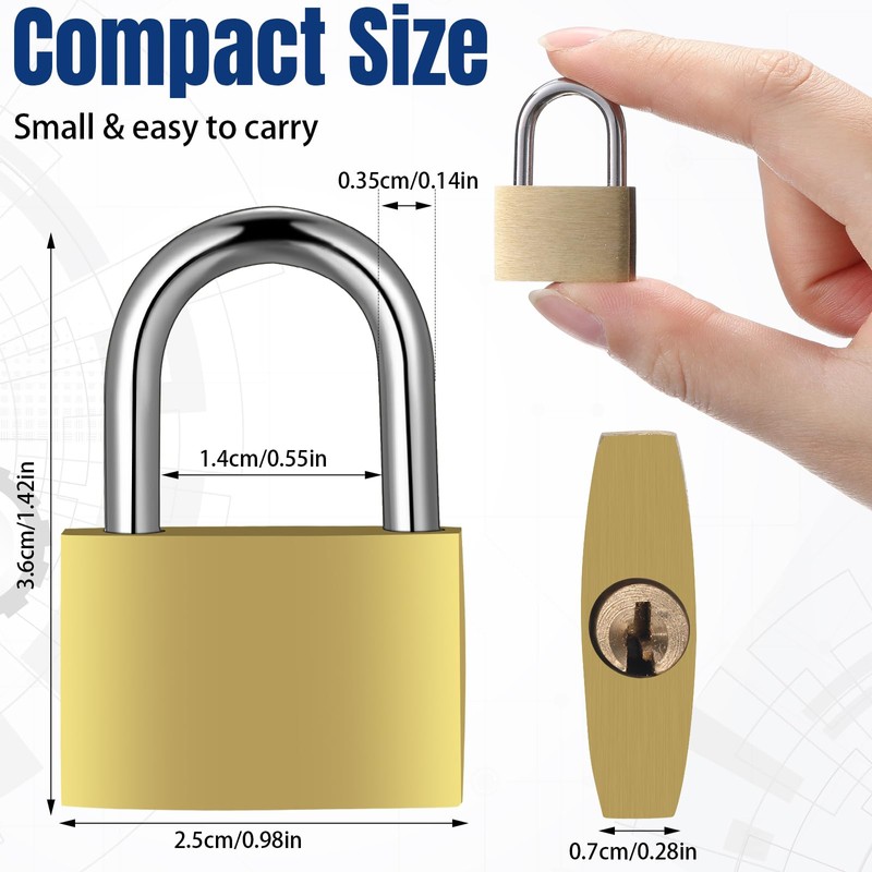 Yaocom 24 Pcs Solid Brass Keyed Padlock, Small Yellow Gym