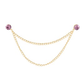 Rhinestone Lapel Pin Gold Chain Brooch for Men Suit Tassel Chain Brooch Collar Pins Purplish Red Crystal Brooches Rhinestone Lapel Pins for Men Wedding Anniversary Business