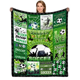 Soccer Blanket, Soccer Gifts for Men Boys, Soccer Coach Gifts, Soccer Blanket for Boys Girls, Men Women Birthday Christmas Soccer Gifts, Soccer Super Soft Fleece Flannel Throw Blanket 50"X60"