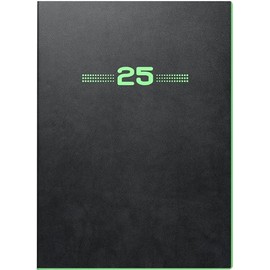 BRUNNEN Book Calendar Model 796 (2025) "Neon", 2 Pages = 1 Week, A5, 128 Pages, PU Cover, Flexible, Black