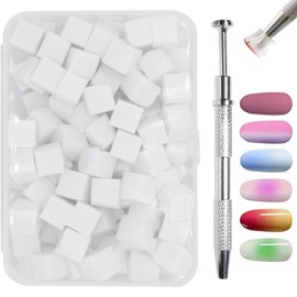 100 PCS Nail Sponges for Ombre Nails Art Tools, Nail Sponge for Gradient Nails Salon, Nail-Art Sponge Brush with 1 Metal Grabber, Perfect for DIY Manicures & Salon Professionals