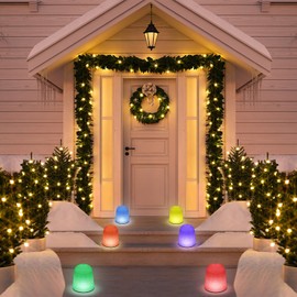 WILLBOND C9 LED Gumdrop Christmas Pathway Lights - UL Listed Outdoor Christmas Lights Walkway Rainbow Sugar Coated with Warm White Bulbs for Holiday Lawn Yard Garden Decoration