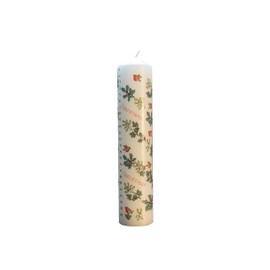 Alison Gardiner Famous Illustrator Unique Advent Festive Candle 'Holly and The Ivy' with Merry Christmas Pillar Candle Wax Pillar 50 Hours Burn Time Made in England