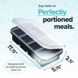 Souper Cubes 1 Cup Silicone Freezer Molds With Lids - Easy Meal Prep Container and Kitchen Storage Solution - Silicone Freezer Trays With Lids for Food, Sauces, Desserts and More - Charcoal - 1-Pack