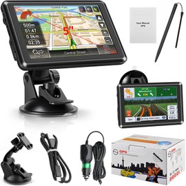 5 Inch GPS Navigator Sat Nav - 2025 Latest UK Map Sat Navs for Cars, Trucks and Buses,HD TFT Touch Screen HGV Satnav, Voice Turn Directions, Postcode Search, Lifetime Free Updates
