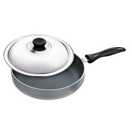 ANJALI Induction Fry Pan – Nonstick Deep Skillet with Stainless Steel Lid | Compatible with Gas & Induction Cooktops | Durable Cookware for Everyday Use