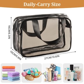 Aucuu Cosmetic Bag, Toiletry Bags, Transparent, Large Toiletry Bag, Travel Wash Bags with Carry Handle, Cosmetic Bag, Transparent, Makeup Bag, Dry and Wet Separation, Portable Culture Wash Bag, #5