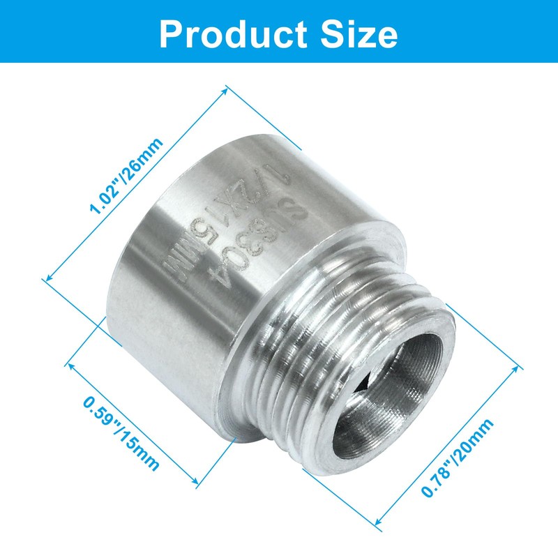 Rierdge 2 Pack 15mm Length Stainless Steel Shower Head Extension,