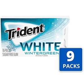 Trident Trident White Wintergreen Sugar Free Gum, 9 Packs of 16 Pieces (144 Total Pieces)