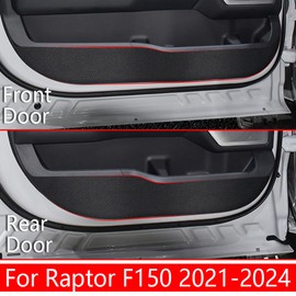 LUNQIN Car Door Anti Kick Pad for 2021 2022 2023 2024 Ford F-150 F150 ，Door Protector Mat ，Anti Dirty Anti Collision Stickers Inner Door Anti Kick Decorative Protection Accessories （Set of 4 Black）