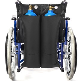 SilTriangle Dual Oxygen Tank Holder for Wheelchairs, Oxygen Cylinder Bag with Adjustable Straps, Easy to Clean Portable Cylinder Bag Fits Standard Wheelchair Sizes M2, M4, M6, M9, C, D, E